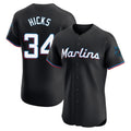 Miami Marlins #34 Liam Hicks Player Black FEDASGOGE Vapor Home Limited Elite Stitched Jerseys