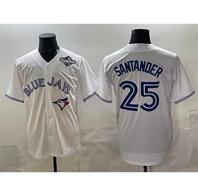 Toronto Blue Jays #25 Anthony Santander White FEDASGOGE 2025 World Series Home Cool Base Stitched Jersey