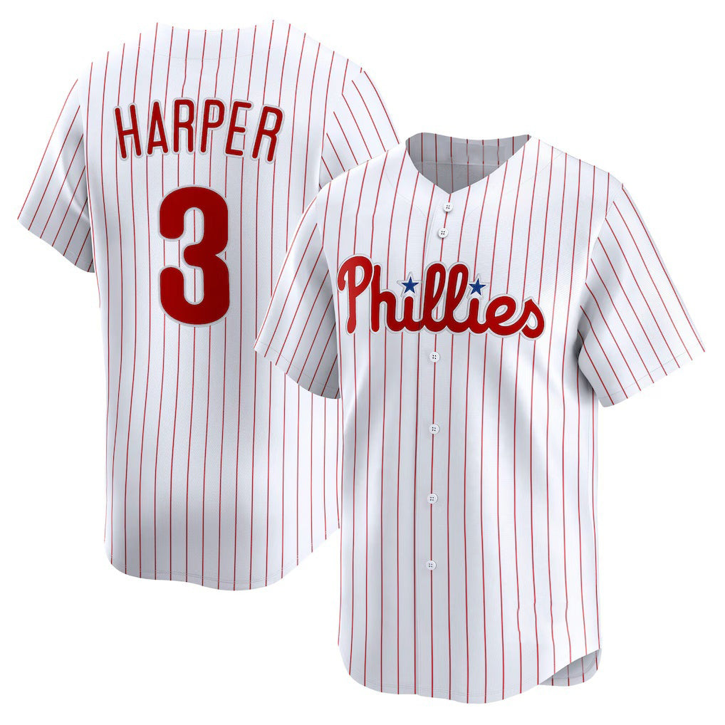 Philadelphia Phillies #3 Bryce Harper White FEDASGOGE Home Limited Player Jersey