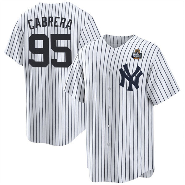 New York Yankees #95 Oswaldo Cabrera White FEDASGOGE 2024 World Series Cool Base Stitched Jersey
