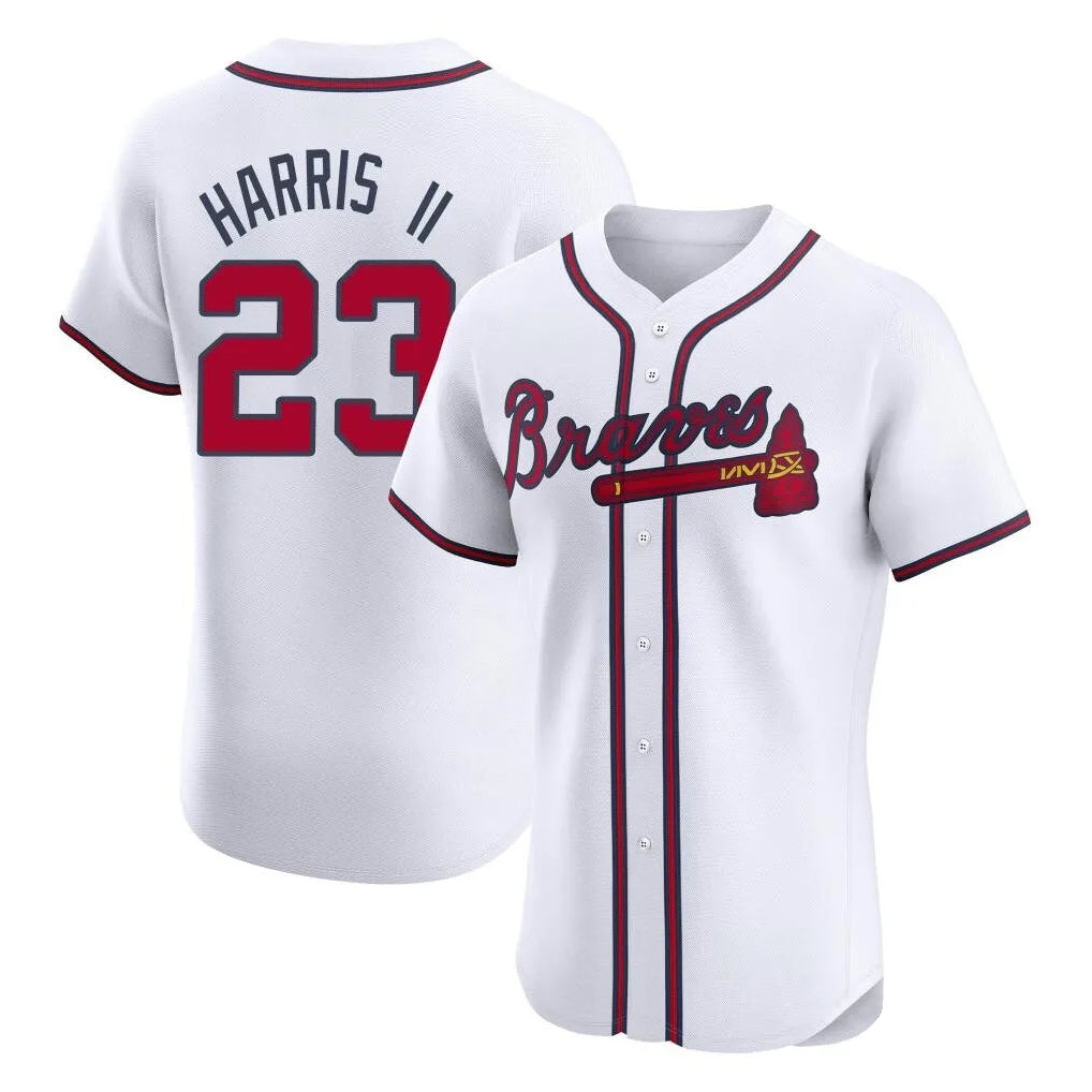Atlanta Braves #23 Michael Harris II Player White FEDASGOGE Limited Elite Home Game Stitched Jerseys
