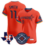 Houston Astros #11 Cam Smith Player Orange FEDASGOGE City Connect Texas Patch Vapor Premier Limited Elite Home Stitched Jerseys