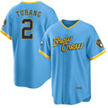 Milwaukee Brewers #2 Brice Turang Blue FEDASGOGE 2022 City Connect Cool Base Stitched Jersey