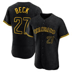 Colorado Rockies #27 Jordan Beck Player Black FEDASGOGE Snake Skin City Limited Elite Home Stitched Jerseys
