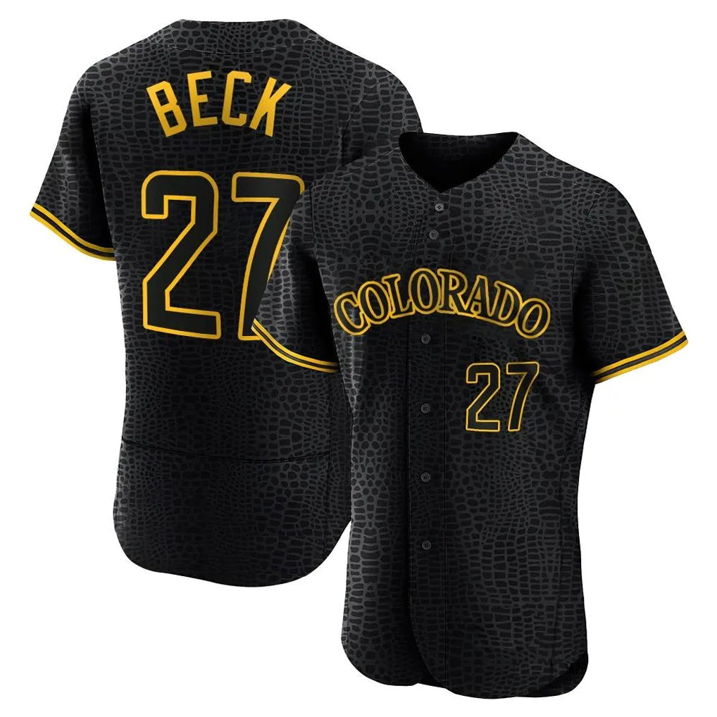 Colorado Rockies #27 Jordan Beck Player Black FEDASGOGE Snake Skin City Limited Elite Home Stitched Jerseys