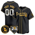 Custom Atlanta Braves 2024 Spring Training Patch Vapor Premier Limited Jersey ¨C Black Gold FEDASGOGE