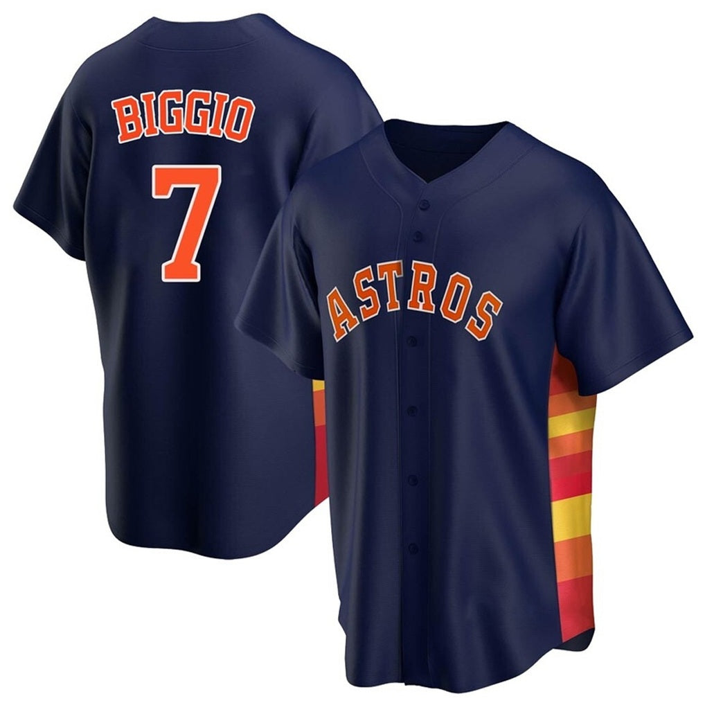 Houston Astros #7 Craig Biggio Player Navy FEDASGOGE Home Game Stitched Jerseys