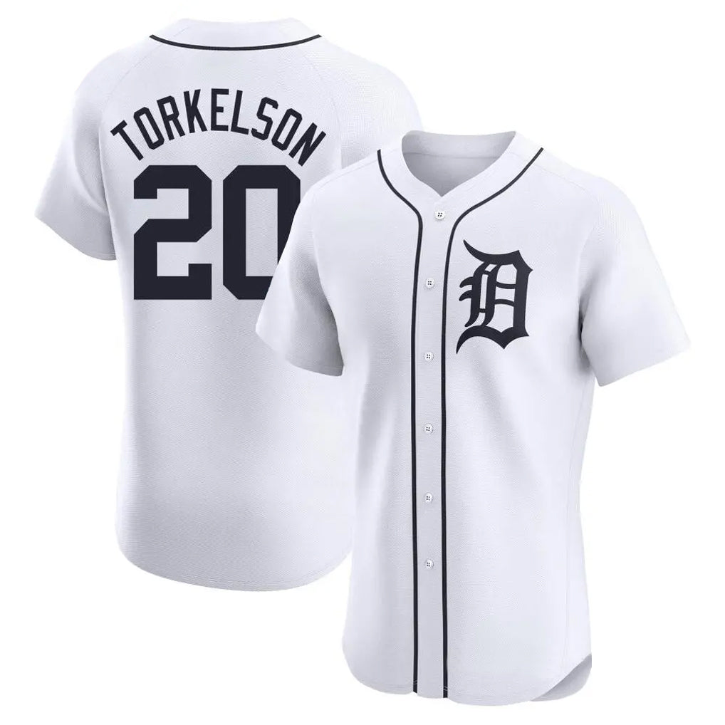 Detroit Tigers #20 Spencer Torkelson Player White FEDASGOGE Limited Elite Home Stitched Jerseys