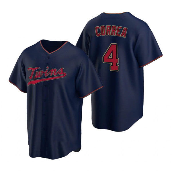 Minnesota Twins #4 Carlos Correa Navy FEDASGOGE Cool Base Stitched Jersey