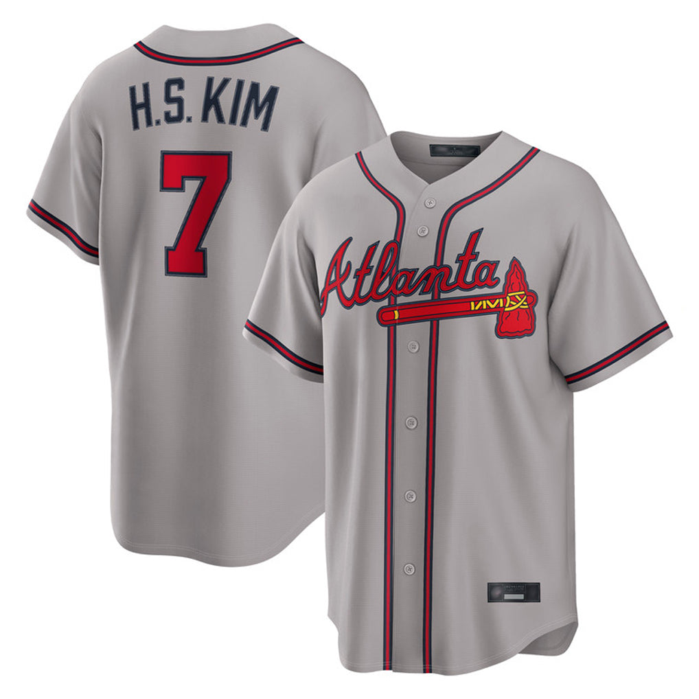 Atlanta Braves #7 Ha-Seong Kim Player Gray FEDASGOGE Home Game Stitched Jerseys