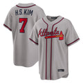 Atlanta Braves #7 Ha-Seong Kim Player Gray FEDASGOGE Home Game Stitched Jerseys