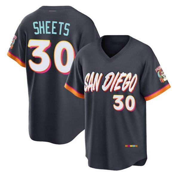 San Diego Padres #30 Gavin Sheets Obsidian FEDASGOGE 2026 City Connect Stadium Stitched Jersey