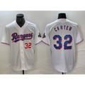 Texas Rangers #32 Evan Carter Number White FEDASGOGE 2023 World Series Champions Cool Base Jersey 2
