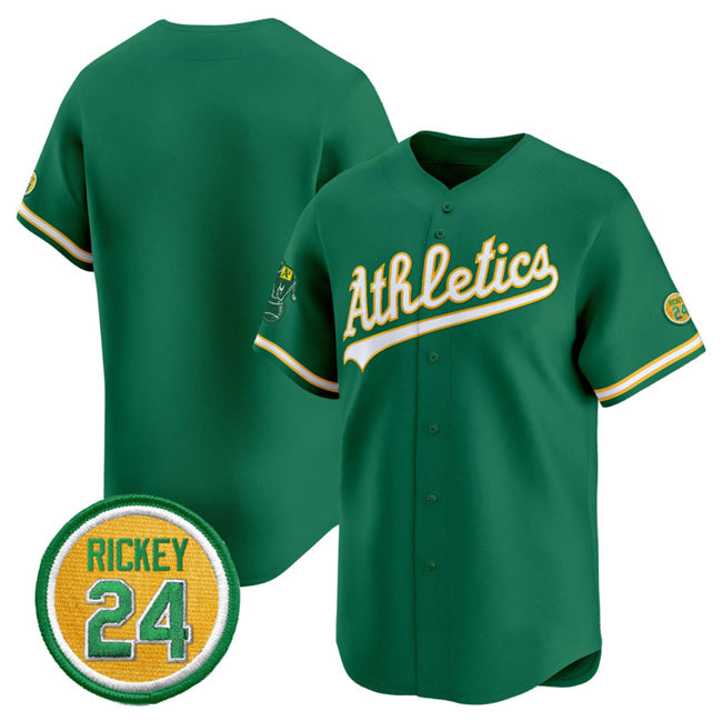 Oakland Athletics Blank Green FEDASGOGE 2024 Limited With Rickey Henderson Patch Stitched Jersey