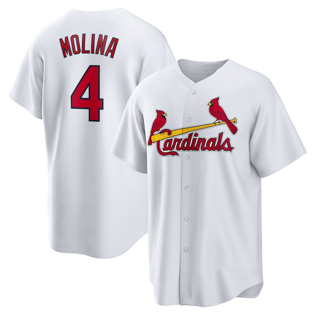 St. Louis Cardinals #4 Yadier Molina White FEDASGOGE Home Replica Retired Player Jersey