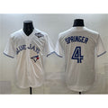 Toronto Blue Jays #4 George Springer White FEDASGOGE 2025 World Series Home Cool Base Stitched Jersey