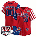 Custom Atlanta Braves America 250 Edition Vapor Premier Limited Red FEDASGOGE Stitched Jerseys