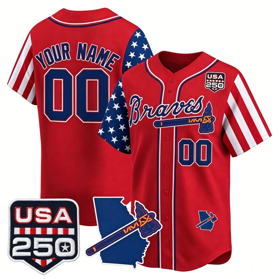 Custom Atlanta Braves America 250 Edition Vapor Premier Limited Red FEDASGOGE Stitched Jerseys
