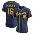 Milwaukee Brewers #16 Blake Perkins Player Navy FEDASGOGE Home Limited Elite Stitched Jerseys