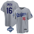 Los Angeles Dodgers #16 Will Smith Player Gray FEDASGOGE World Series Meet Game Home Stitched Jerseys