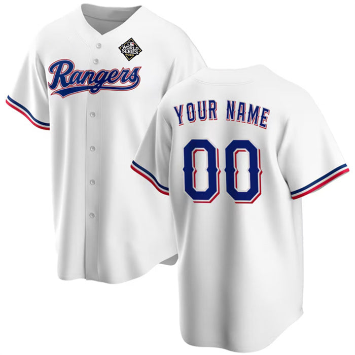 Custom Texas Rangers Active Player White FEDASGOGE 2023 World Series Stitched Jersey