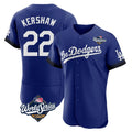 Los Angeles Dodgers #22 Clayton Kershaw Player Royal FEDASGOGE World Series City Connect Elite Home Stitched Jerseys
