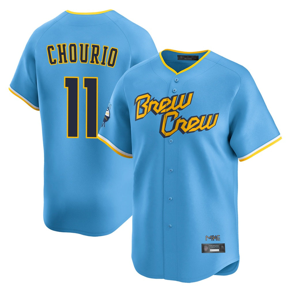 Milwaukee Brewers #11 Jackson Chourio Player Light Blue FEDASGOGE City Connect Home Limited Stitched Jerseys