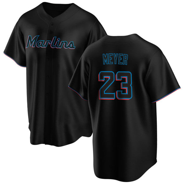 Miami Marlins #23 Max Meyer Black FEDASGOGE Cool Base Stitched Jersey