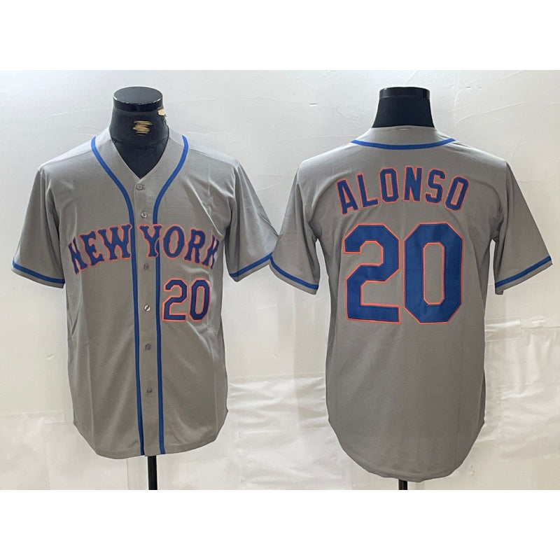New York Mets #20 Pete Alonso Grey FEDASGOGE Stitched Jersey