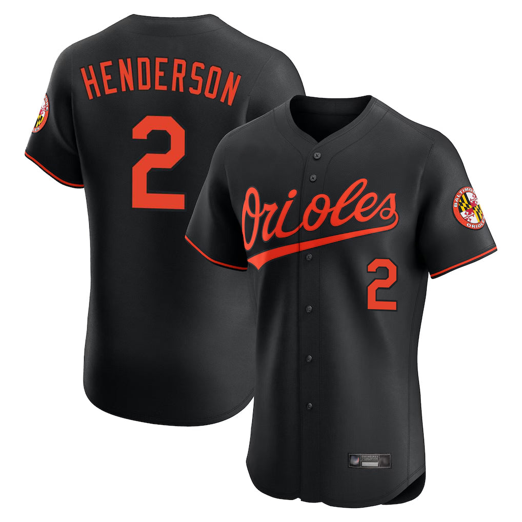 Baltimore Orioles #2 Gunnar Henderson Player Black FEDASGOGE Limited Elite Home Game Stitched Jerseys