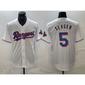 Texas Rangers #5 Corey Seager White FEDASGOGE 2023 World Series Champions Cool Base Jersey