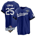 Los Angeles Dodgers #25 Tommy Edman Player Royal FEDASGOGE World Series City Connect Home Game Stitched Jerseys