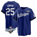 Los Angeles Dodgers #25 Tommy Edman Player Royal FEDASGOGE World Series City Connect Home Game Stitched Jerseys