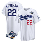 Los Angeles Dodgers #22 Clayton Kershaw Player White FEDASGOGE World Series Home Game Stitched Jerseys