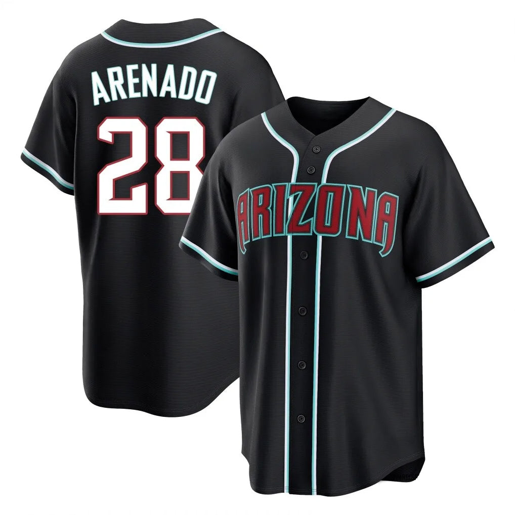 Arizona Diamondbacks #28 Nolan Arenado Player Black FEDASGOGE Home Game Stitched Jerseys