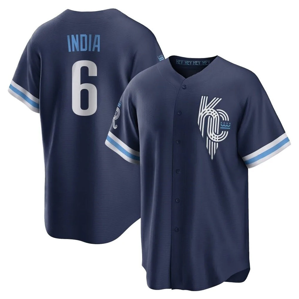 Kansas City Royals #6 Jonathan India Player Navy FEDASGOGE City Connect Home Game Stitched Jerseys