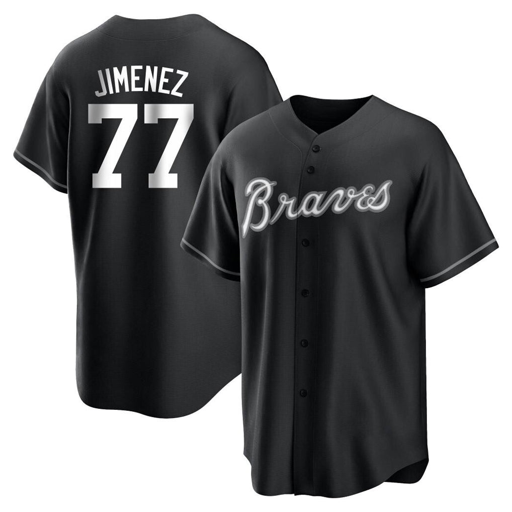Atlanta Braves #77 Joe Jimenez Player Black FEDASGOGE Home Game Stitched Jerseys