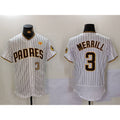 San Diego Padres #3 Jackson Merrill White FEDASGOGE With PS Patch Stitched Flex Base Jerseys