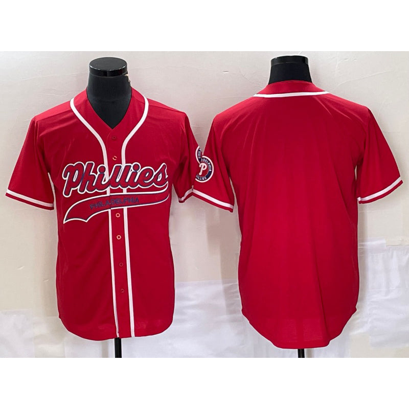 Philadelphia Phillies Blank Red FEDASGOGE Cool Base Stitched Jersey