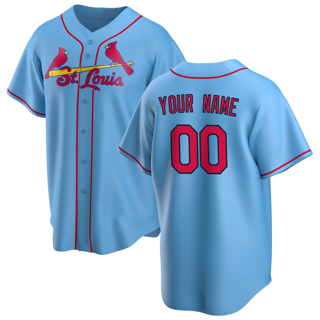 Custom St. Louis Cardinals Light Blue FEDASGOGE Alternate Replica Jersey