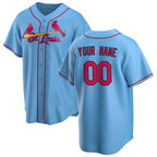 Custom St. Louis Cardinals Light Blue FEDASGOGE Alternate Replica Jersey