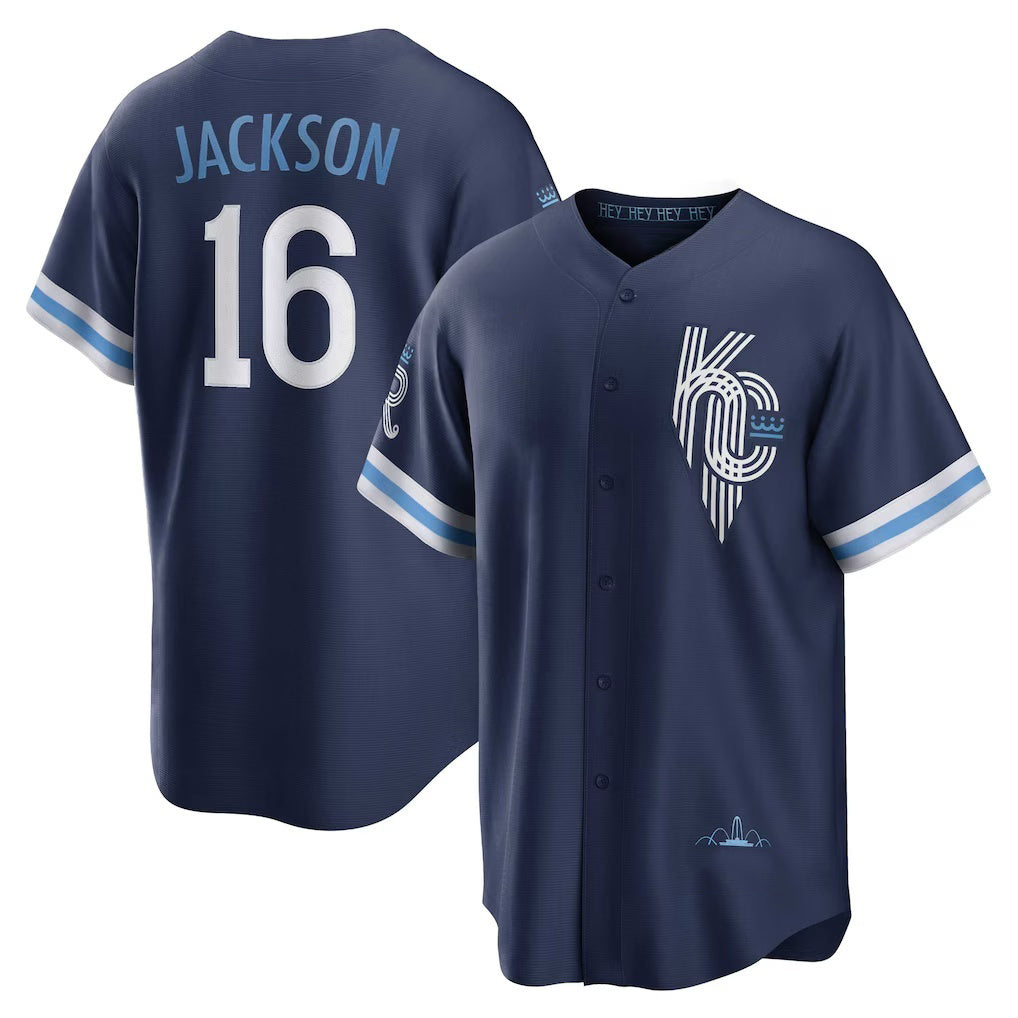 Kansas City Royals #16 Bo Jackson Navy FEDASGOGE City Connect Replica Player Jersey