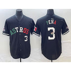 Houston Astros #3 Jeremy Pena Number Mexico Black FEDASGOGE Cool Base Stitched Jersey