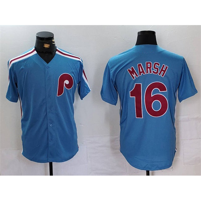 Philadelphia Phillies #16 Brandon Marsh Blue FEDASGOGE Cool Base Stitched Jersey