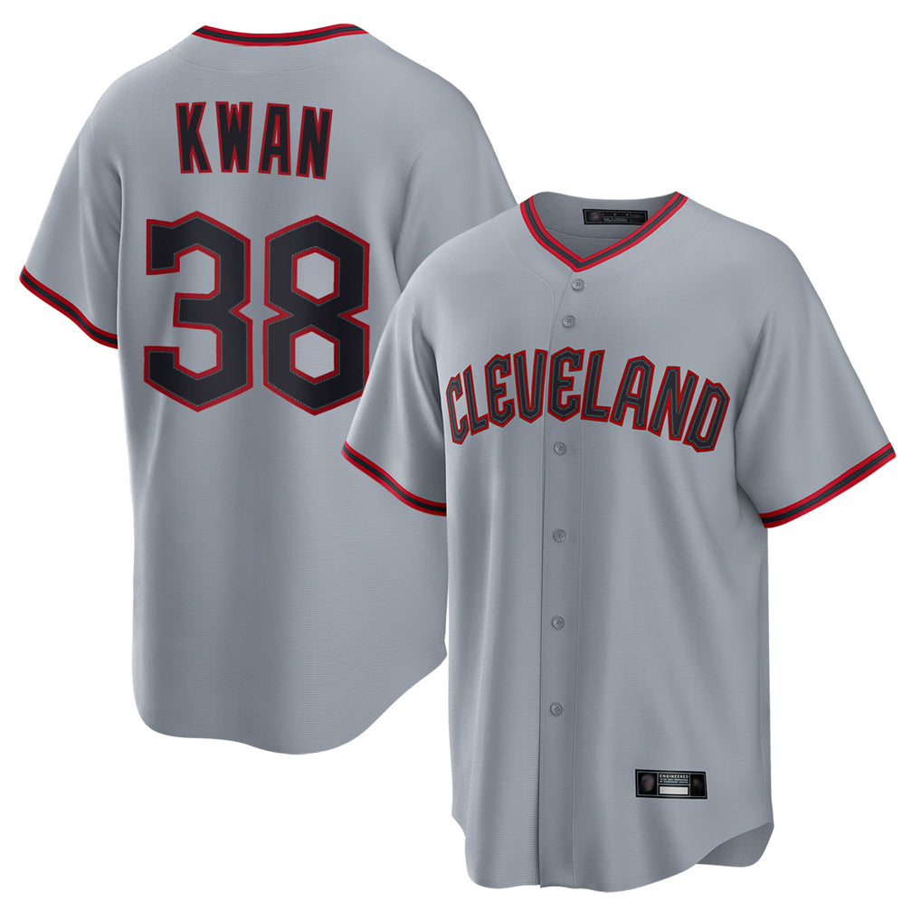 Cleveland Guardians #38 Steven Kwan Player Gray FEDASGOGE Home Game Stitched Jerseys