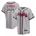 Atlanta Braves #99 Spencer Strider Player Gray FEDASGOGE USA 250 Fourth Of July Limited Home Game Stitched Jerseys