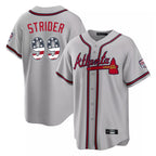 Atlanta Braves #99 Spencer Strider Player Gray FEDASGOGE USA 250 Fourth Of July Limited Home Game Stitched Jerseys