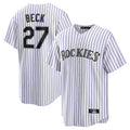 Colorado Rockies #27 Jordan Beck Player White FEDASGOGE Game Home Stitched Jerseys
