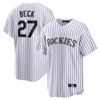 Colorado Rockies #27 Jordan Beck Player White FEDASGOGE Game Home Stitched Jerseys