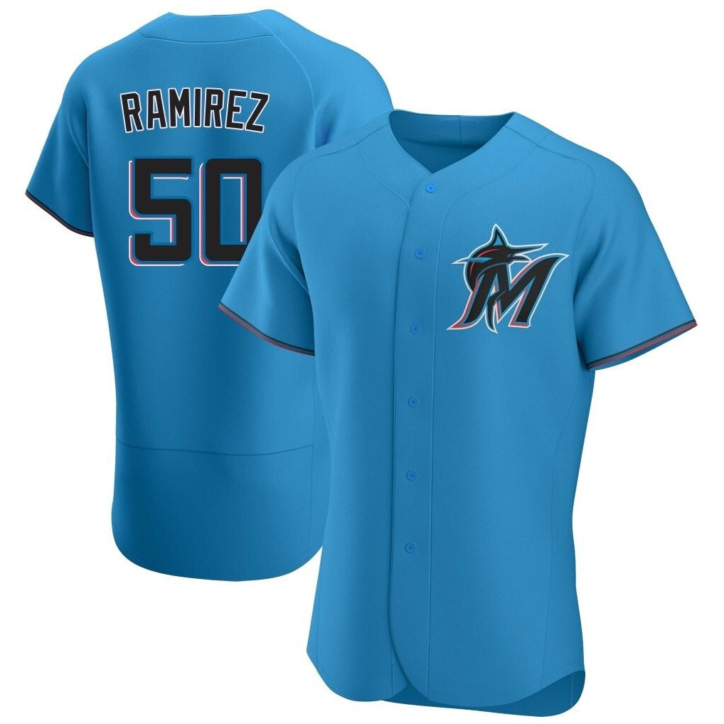 Miami Marlins #50 Agustin Ramirez Player Blue FEDASGOGE Home Limited Elite Stitched Jerseys
